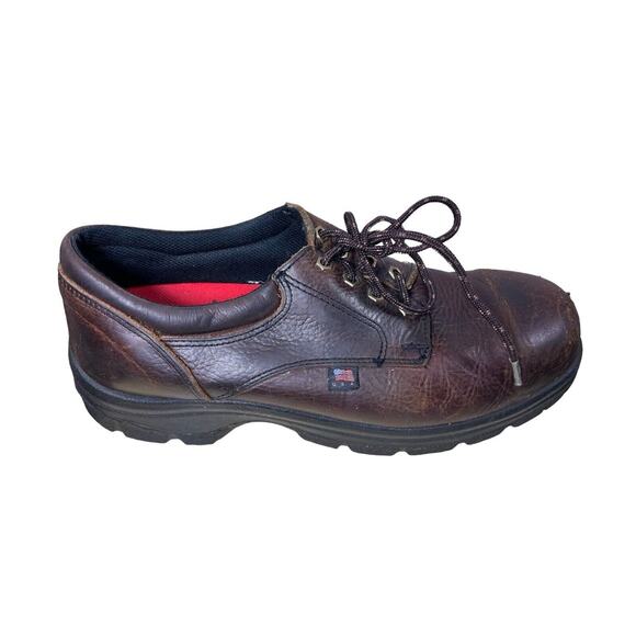 Thorogood Safety Shoes USA 11 Wide Oxford Brown Slip Resistant Utility Work Gear - Picture 1 of 11